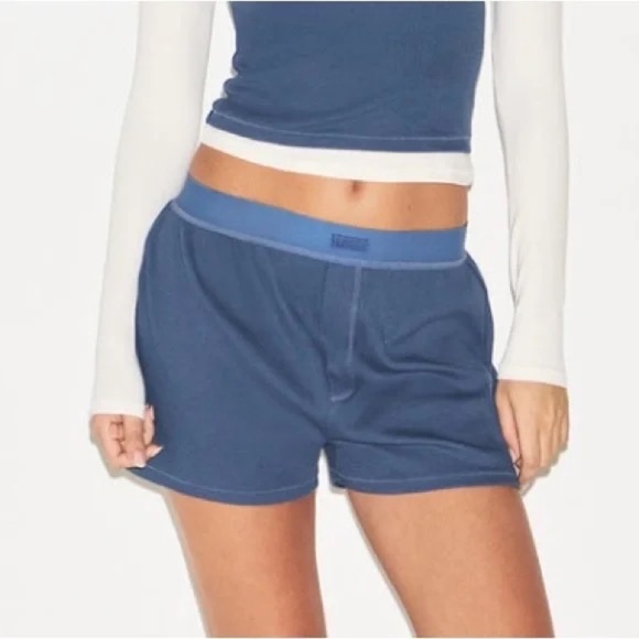 SKIMS Other - SKIMS Women’s Cotton Rib Loose Boxer, Sz M, Harbor, NWT